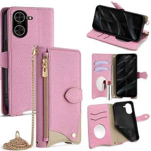 For Redmi A5 4G 171.7mm Crossbody Chain Fishtail Litchi Leather Phone Case(Pink)