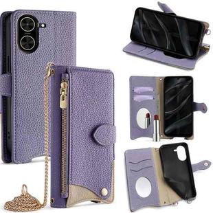 For Redmi A5 4G 171.7mm Crossbody Chain Fishtail Litchi Leather Phone Case(Purple)