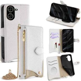 For Redmi A5 4G 171.7mm Crossbody Chain Fishtail Litchi Leather Phone Case(White)