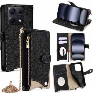 For Redmi Note 14S 4G Crossbody Chain Fishtail Litchi Leather Phone Case(Black)