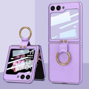 For Samsung Galaxy Z Flip6 GKK Integrated Ultra-thin Leather Phone Case with Ring Holder(Purple)