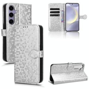 For Samsung Galaxy S25+ 5G Honeycomb Dot Texture Leather Phone Case(Silver)