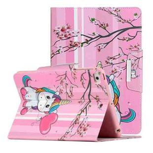 For iPad Mini 4 / 3 / 2 / 1 Painted Pattern Horizontal Flip Leather Case with Holder(Sakura Unicorn)
