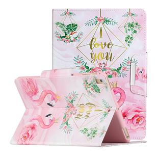 For iPad Pro 10.5 inch Painted Pattern Horizontal Flip Leather Case with Holder(Leaves Flamingo)