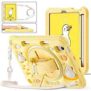 For iPad mini 2024 / mini 6 Duck Rotation Kickstand Silicone Hybrid PC Tablet Case(Yellow)