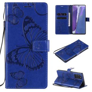 For Samsung Galaxy Note20 3D Butterflies Embossing Pattern Horizontal Flip Leather Case with Holder & Card Slot & Wallet(Blue)