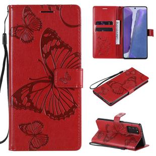 For Samsung Galaxy Note20 3D Butterflies Embossing Pattern Horizontal Flip Leather Case with Holder & Card Slot & Wallet(Red)
