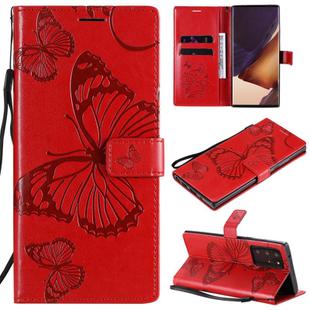 For Samsung Galaxy Note20 Ultra 3D Butterflies Embossing Pattern Horizontal Flip Leather Case with Holder & Card Slot & Wallet(Red)