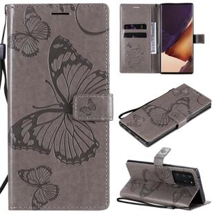 For Samsung Galaxy Note20 Ultra 3D Butterflies Embossing Pattern Horizontal Flip Leather Case with Holder & Card Slot & Wallet(Grey)