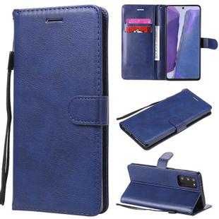 For Samsung Galaxy Note20 Solid Color Horizontal Flip PU Leather Case with Holder & Card Slots & Wallet & Lanyard(Blue)
