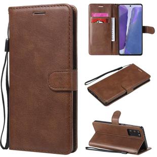 For Samsung Galaxy Note20 Solid Color Horizontal Flip PU Leather Case with Holder & Card Slots & Wallet & Lanyard(Brown)