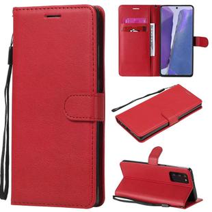 For Samsung Galaxy Note20 Solid Color Horizontal Flip PU Leather Case with Holder & Card Slots & Wallet & Lanyard(Red)