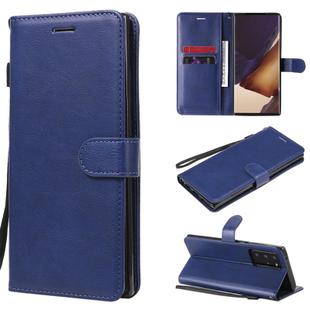 For Samsung Galaxy Note20 Ultra Solid Color Horizontal Flip PU Leather Case with Holder & Card Slots & Wallet & Lanyard(Blue)