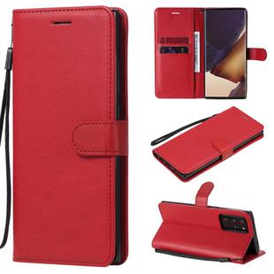 For Samsung Galaxy Note20 Ultra Solid Color Horizontal Flip PU Leather Case with Holder & Card Slots & Wallet & Lanyard(Red)