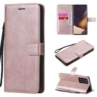 For Samsung Galaxy Note20 Ultra Solid Color Horizontal Flip PU Leather Case with Holder & Card Slots & Wallet & Lanyard(Rose Gold)