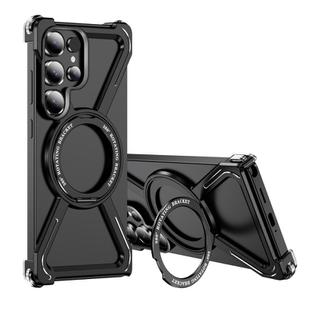 For Samsung Galaxy S25 Ultra 5G Titanium Alloy MagSafe Magnetic Airbag Shockproof Phone Case(Black)