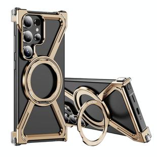 For Samsung Galaxy S23 Ultra 5G Titanium Alloy MagSafe Magnetic Airbag Shockproof Phone Case(Desert Gold)