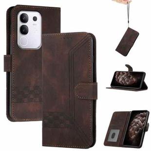 For vivo Y29 4G Cubic Skin Feel Flip Leather Phone Case(Brown)