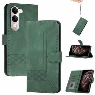 For vivo Y29s 5G / Y04 4G Global Cubic Skin Feel Flip Leather Phone Case(Green)
