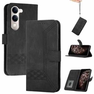 For vivo Y29s 5G / Y04 4G Global Cubic Skin Feel Flip Leather Phone Case(Black)