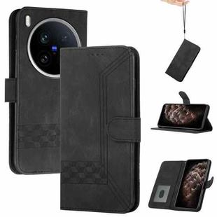 For vivo X200 Ultra Cubic Skin Feel Flip Leather Phone Case(Black)