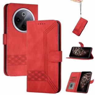 For vivo iQOO Z10 / T4 / Y300 Pro Cubic Skin Feel Flip Leather Phone Case(Red)