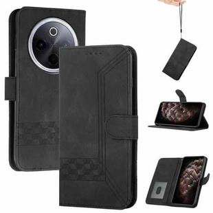 For vivo iQOO Z10 / T4 / Y300 Pro Cubic Skin Feel Flip Leather Phone Case(Black)