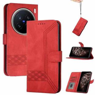For vivo X200 Pro Cubic Skin Feel Flip Leather Phone Case(Red)