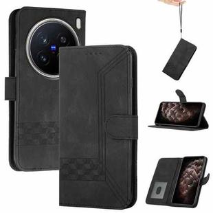 For vivo X200 Pro Cubic Skin Feel Flip Leather Phone Case(Black)