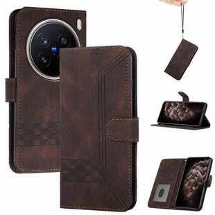 For vivo X200 Pro Cubic Skin Feel Flip Leather Phone Case(Brown)