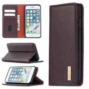 For iPhone 8 / 7 2 in 1 Detachable Magnetic Horizontal Flip Genuine Leather Case with Holder & Card Slots & Wallet(Dark Brown)