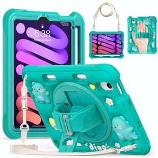 For iPad mini 2024 / mini 6 Dragon Rotation Kickstand Silicone Hybrid PC Tablet Case(Green)