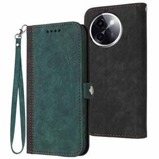 For vivo Y200i Side Buckle Double Fold Hand Strap Leather Phone Case(Dark Green)