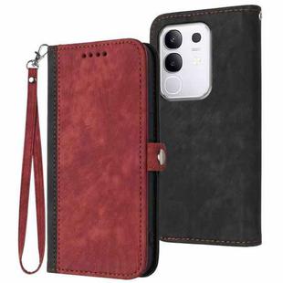 For vivo Y29 4G Side Buckle Double Fold Hand Strap Leather Phone Case(Red)