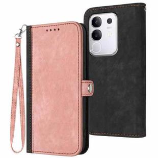For vivo Y29 4G Side Buckle Double Fold Hand Strap Leather Phone Case(Pink)