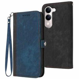 For vivo Y29s 5G / Y04 4G Global Side Buckle Double Fold Hand Strap Leather Phone Case(Royal Blue)