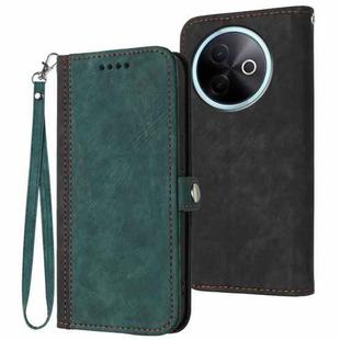 For vivo Y39 5G Side Buckle Double Fold Hand Strap Leather Phone Case(Dark Green)
