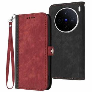 For vivo X200s Side Buckle Double Fold Hand Strap Leather Phone Case(Red)
