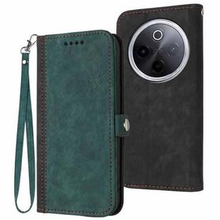 For vivo iQOO Z10 / T4 / Y300 Pro Side Buckle Double Fold Hand Strap Leather Phone Case(Dark Green)
