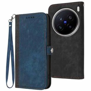 For vivo X200 Pro Side Buckle Double Fold Hand Strap Leather Phone Case(Royal Blue)