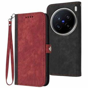 For vivo X200 Pro Side Buckle Double Fold Hand Strap Leather Phone Case(Red)