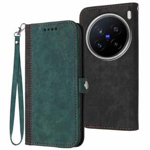 For vivo X200 Pro Side Buckle Double Fold Hand Strap Leather Phone Case(Dark Green)