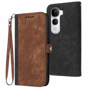 For vivo Y400 Pro 5G Side Buckle Double Fold Hand Strap Leather Phone Case(Brown)