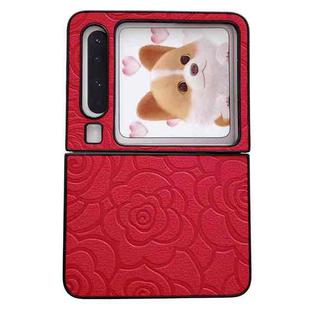 For Huawei Pura X Impression Camellia Pattern Protective Phone Case(Red)