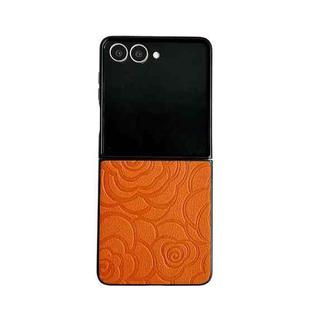 For Samsung Galaxy Z Flip7 5G Impression Camellia Pattern Protective Phone Case(Orange)