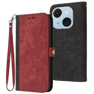 For Itel A50C Side Buckle Double Fold Hand Strap Leather Phone Case(Red)
