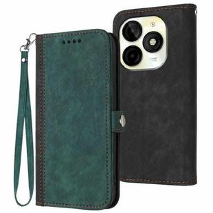 For Itel P65C Side Buckle Double Fold Hand Strap Leather Phone Case(Dark Green)