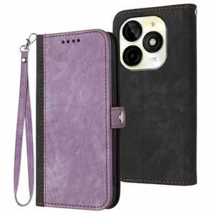 For Itel P65C Side Buckle Double Fold Hand Strap Leather Phone Case(Purple)