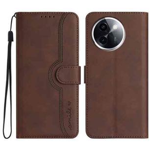 For vivo Y200i Heart Pattern Skin Feel Leather Phone Case(Brown)