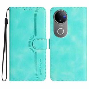 For vivo V50 Heart Pattern Skin Feel Leather Phone Case(Light Blue)